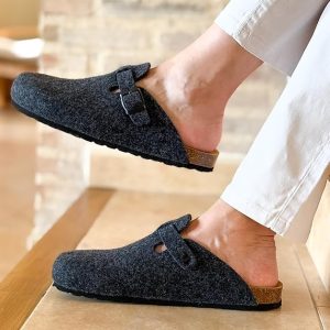 GONKOS®, Zuecos de Lana Virgen, Plantilla Anatómica de Piel y Corcho Natural (5 colores)