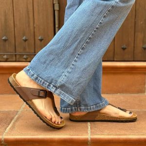 GONKOS®, Sandalias esclava de Piel, Plantilla Anatomica de Corcho, Piel Autentica, Corcho Natural (5 colores)